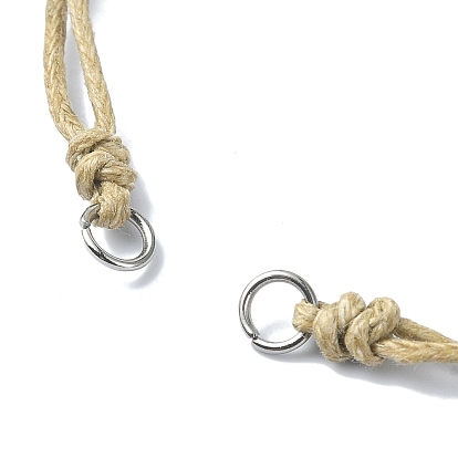 Fabrication de bracelets réglables en cordon de coton ciré, avec 304 anneaux de saut ouverts en acier inoxydable, convient aux breloques de connecteur