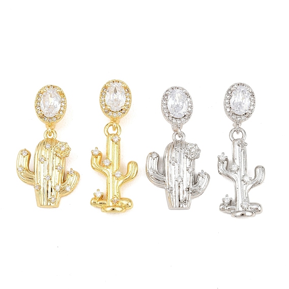 Латунные микропаве прозрачные подвески с фианитом, кактус прелести, без кадмия и без свинца, стойки покрытие, долговечный