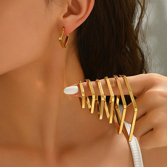 Квадратные серьги-кольца из нержавеющей стали