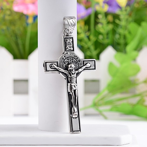 Croix crucifix 304 en acier inoxydable gros pendentifs, pour Pâques, 70x38.5x4mm, Trou: 11x8mm