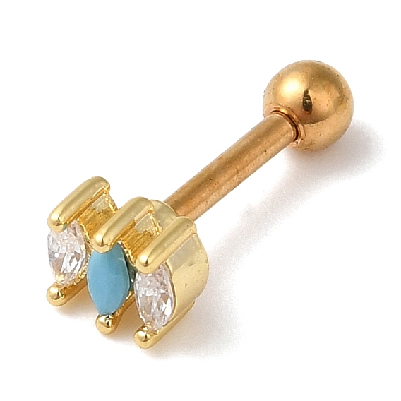 Латунное кольцо для губ «конский глаз» с фианитами, 316 пирсинг из нержавеющей стали