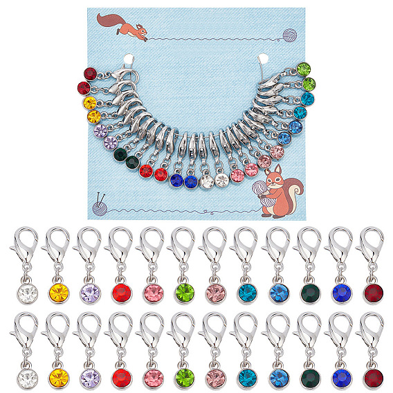 24 шт. 12 цвета, подвесные маркеры для стежков со стразами из сплава