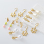 304 Stainless Steel Dangle Earrings for Women, Flower, with Imitation Pearl