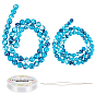 114Pcs Synthetic Ocean White Jade Beads DIY Stretch Bracelets Making Kits, with 1Pc Big Eye Beading Needles and 1roll Elastic Thread