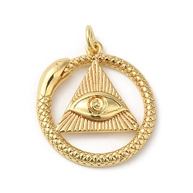 Rack Plating Brass Pendants, with Jump Ring, Lead Free & Cadmium Free, All-seeing Eye with Snake Charm