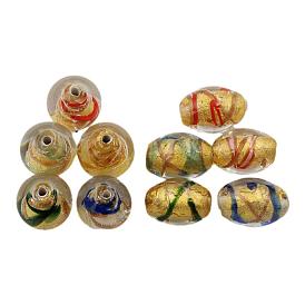 Czech Glass Beads, with Gold Foil, Round/Oval