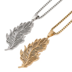 201 ожерелья с подвесками в виде перьев из нержавеющей стали