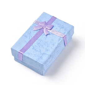 Cajas de sistema de la joyería de cartón, con la almohadilla de esponja en el interior, Rectángulo con bowknot, para aniversarios, bodas, cumpleaños