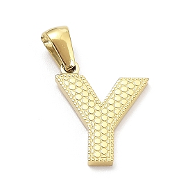 Ion Plating(IP) 316L Surgical Stainless Steel Pendants, Real 18K Gold Plated, Letter Charm, Textured
