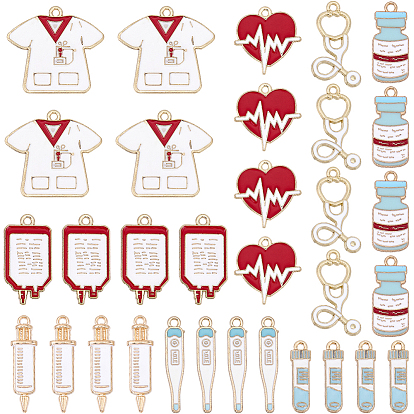 32шт. 8 стили, медицинская тематика, сплав, эмалированные подвески