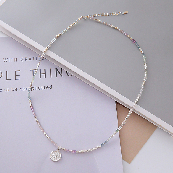 925 подвеска в форме сердца из стерлингового серебра с натуральным флюоритом, ожерелье из бисера и кусочков сахара