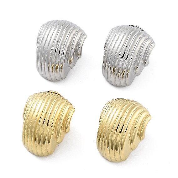 304 Stainless Steel Stud Earrings, Shell Shape