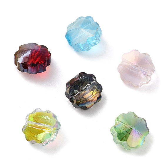 Прозрачный Electroplate стеклянные бусины, AB цвет, граненый клевер