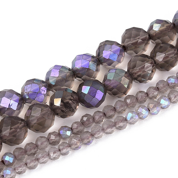 Нити бусин из натурального ледяного обсидиана с покрытием цвета AB, граненый стол ограненный круглый