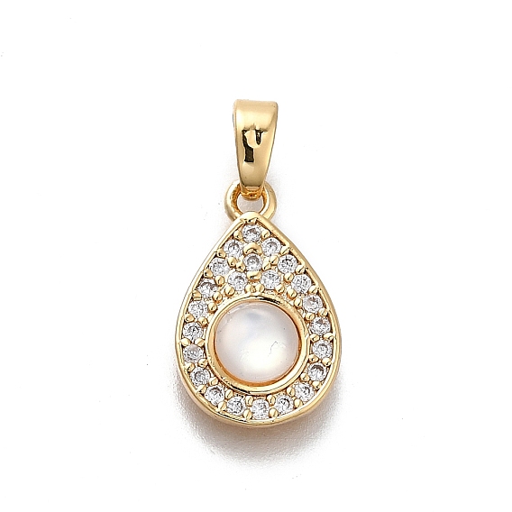 Природные белая капля оболочки подвески, подвески-слезинки из латунного микропаве из кубического циркония