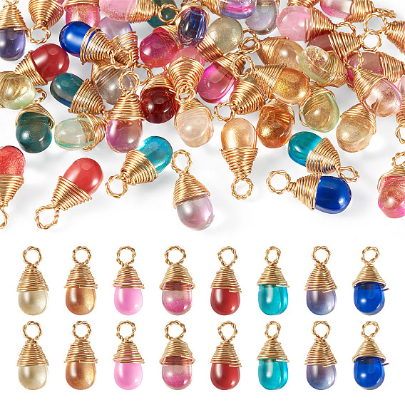 50Подвески из искусственного нефритового стекла, с медной проволокой