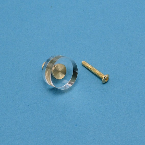 Brass & Glass Round Cabinet Door Knobs, Wardrobe Drawer Pulls Cabinet Handles, with Iron Screws, for Dresser Drawers