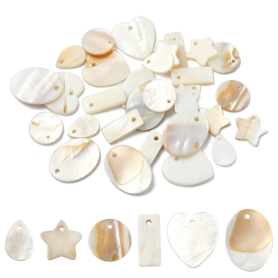 30 шт. 6 стили подвески из натуральных пресноводных ракушек наборы, разнообразные
