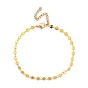 Браслеты-цепочки из латуни с пайетками, с 304 застежками-лобстерами из нержавеющей стали и картонными коробками, плоско-круглые