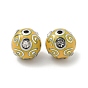 Platinum Alloy Enamel Beads, with Rhinestone, Round