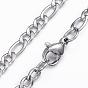 304 Stainless Steel Figaro Chain Necklaces, with Lobster Claw Clasps