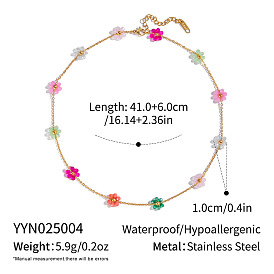 Красочные цветочные 304 цепочки из нержавеющей стали для женщин