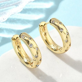 Латунные серьги-кольца из прозрачного кубического циркония, без свинца и без кадмия, долговечный, кольцо
