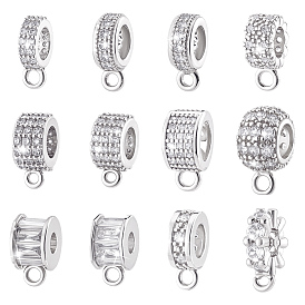 12 шт. 12 стили латунные микропаве кубические циркониевые трубчатые дужки