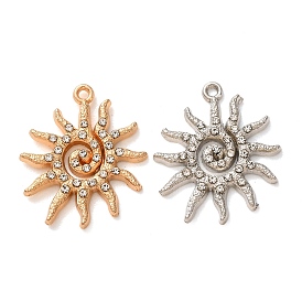 Alloy Rhinestone Pendants, Sun Charms