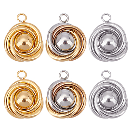 Unicraftale 6Pcs 3 Colors 304 Stainless Steel Pendants, with 201 Stainless Steel Beads, Tricyclic