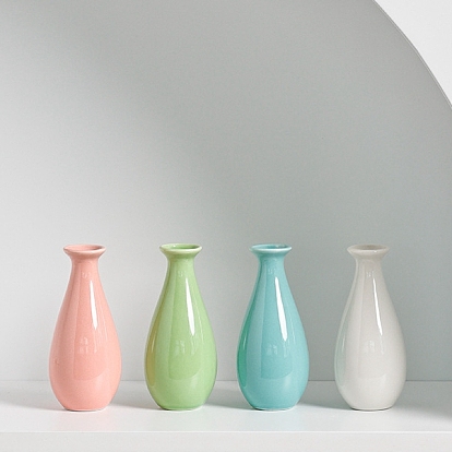 Mini Ceramic Floral Vases for Home Decor, Small Flower Bud Vases for Centerpiece, Wine Bottle Shape