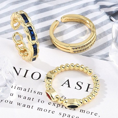 Открытые манжеты из латуни с микропаве и цирконием для женщин, реальный 18 k позолоченный