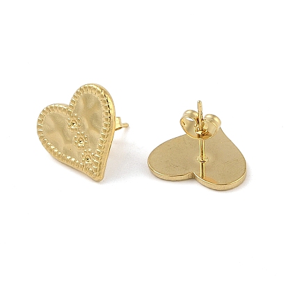 Ion Plating(IP) 304 Stainless Steel Stud Earrings Finding for Women, Heart