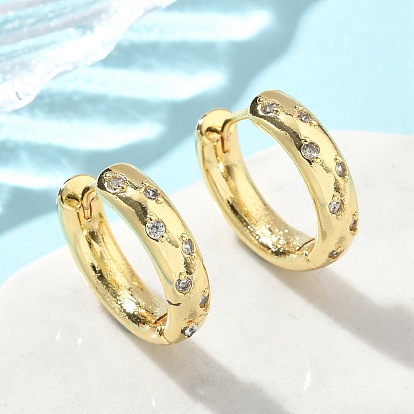 Латунные серьги-кольца из прозрачного кубического циркония, без свинца и без кадмия, долговечный, кольцо