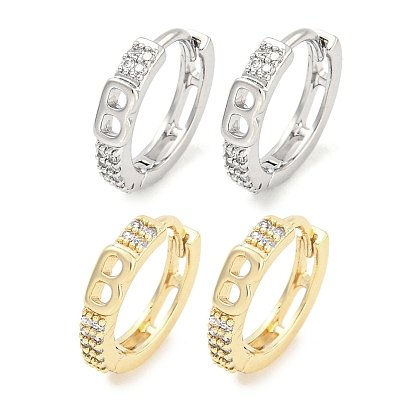 Женские серьги-кольца из латуни с микропаве и прозрачными циркониями