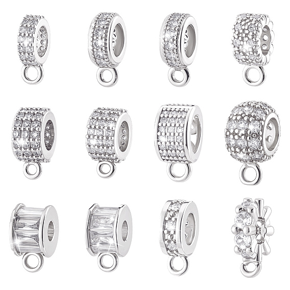 12 шт. 12 стили латунные микропаве кубические циркониевые трубчатые дужки