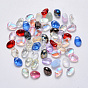 Transparent Spray Painted Glass Charms, Oval, Mixed Style
