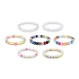 7Pcs 7 Color Candy Color Acrylic Round Beaded Stretch Bracelets Set, Stackable Bracelets for Kid