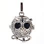 Rack Plating Brass Cage Pendants, For Chime Ball Pendant Necklaces Making, with Rhinestone, Owl