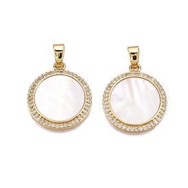 Латунные микропаве прозрачные подвески с фианитом, без кадмия и без свинца, с оболочкой, плоские круглые прелести