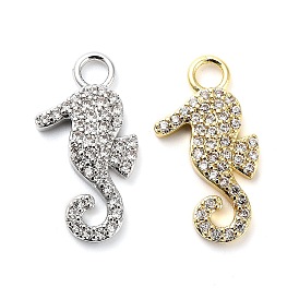 Латунные микро проложить кубического циркония подвески, амулеты в виде морского конька, стойки покрытие, долговечный, без свинца и без кадмия