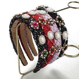 Baroque Glass Rhinestone & Pearl Hair Bands, Cloth Hair Accessories for Women Girls