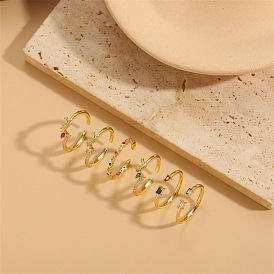Латунные кольца-манжеты из кубического циркония с паве, для женщин, реальный 14 k позолоченный