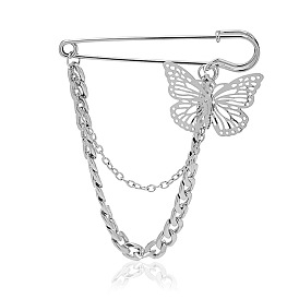 Hip Hop Butterfly Chain Brooch Harajuku Style Letter Pin Suit Accessory