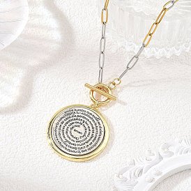 Colliers bicolores 304 Chaîne trombone en acier inoxydable avec pendentif pièce de monnaie biblique à caractère religieux