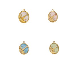 304 микро нержавеющей стали прокладывать Цирконом подвески, овал с солнечными подвесками, ионное покрытие (ip), реальный 18 k позолоченный