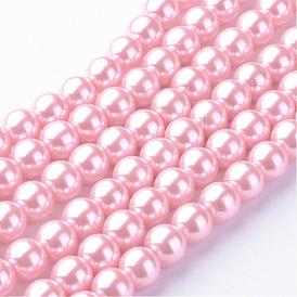 Cuisson peint perles de verre nacrées brins de perles rondes, 10~11mm, Trou: 1.5mm, Environ 80~85 pcs/chapelet, 31.4 pouces 1.5 mm