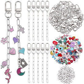 Наборы для изготовления ключей своими руками, в том числе железные кольца для ключей, латунные кольца прыжок открыт, сплавные поворотные застежки и подвеска