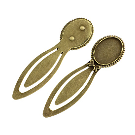 Vintage Tibetan Style Alloy Bookmarks Cabochon Settings, Cadmium Free & Lead Free, Oval Tray: 25x18mm, 85x24x3mm