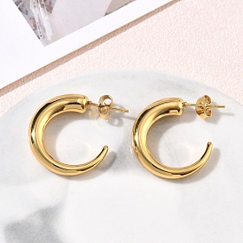 304 boucles d'oreille en acier inoxydable, boucles d'oreilles demi-créoles